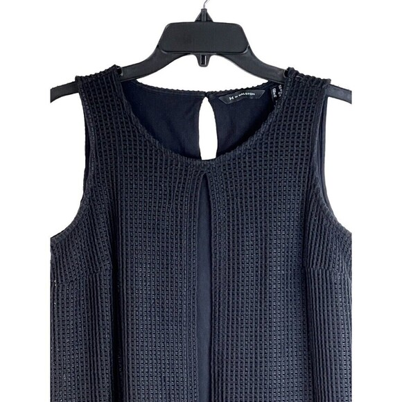 H by Halston Womens Black Round Neck Waffle Knit Kaftan Sleeveless Dress Size 2P - Picture 1 of 8
